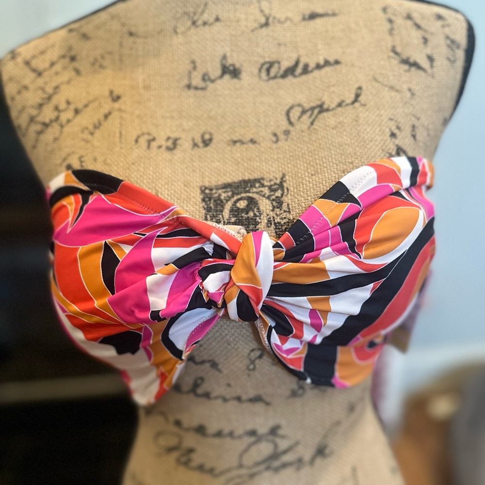🐣NWT Shade & Shore Multicolor Strapless Bikini Top w/ Removable straps - Picture 3 of 10